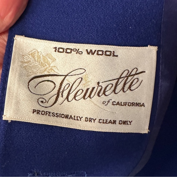 Vintage Fleurette wool coat periwinkle blue purple longline button overcoat - Picture 13 of 16